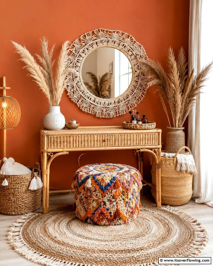 Bohemian Chic Vanity Touch - 30 Bedroom Vanity Ideas for Chic and Functional Dressing Areas