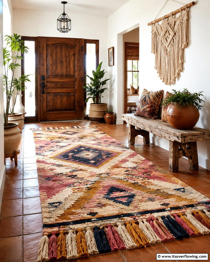 Bohemian Chic Vibe - 30 Welcoming Entryway Rug Designs to Elevate First Impressions
