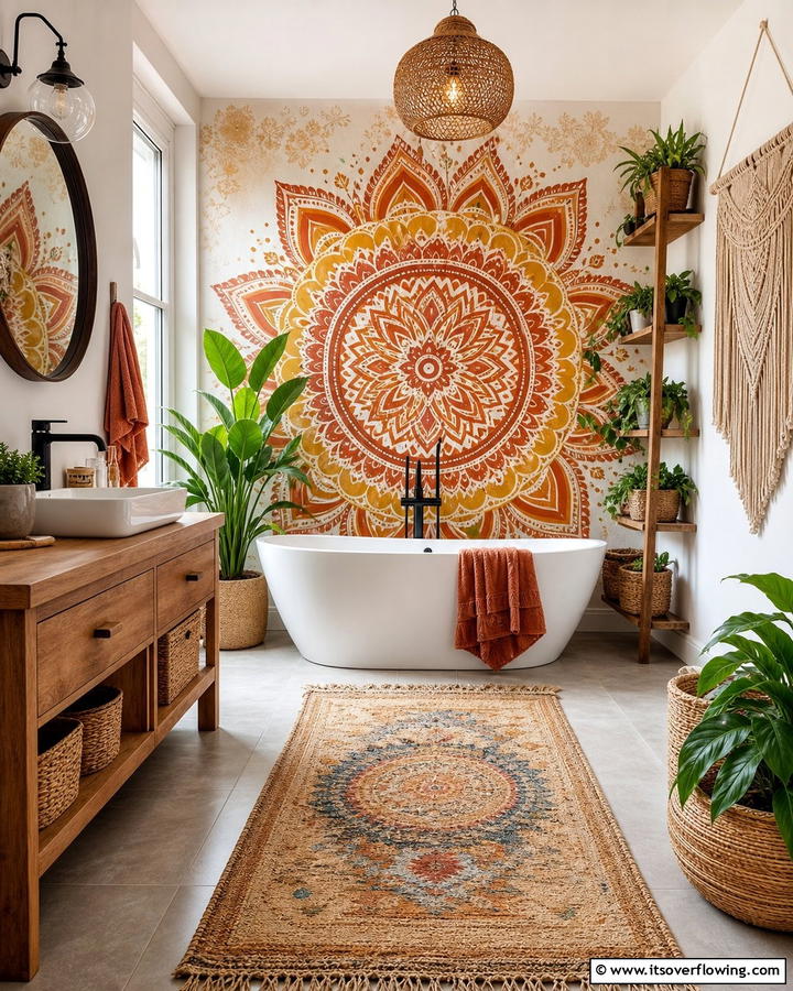 Bohemian Chic Vibes - 30 Bathroom Mural Ideas for Bold and Artistic Wall Designs