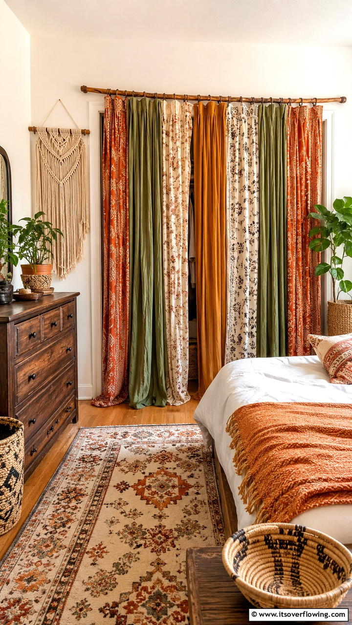 Bohemian Chic Vibes - 30 Closet Curtain Ideas for Stylish and Practical Storage