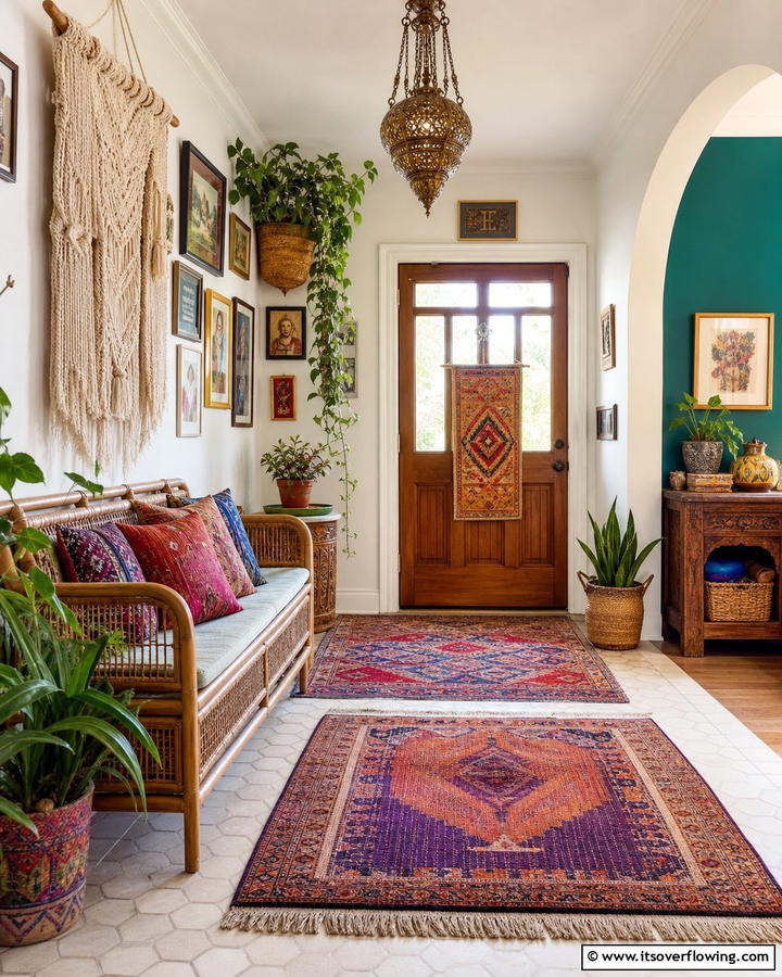 Bohemian Eclectic Foyer - 21 Entryway Ideas to Create a Welcoming First Impression