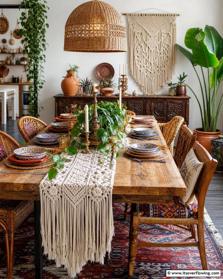 Bohemian Eclectic Style - 21 Dining Room Table Decor Ideas for Every Occasion
