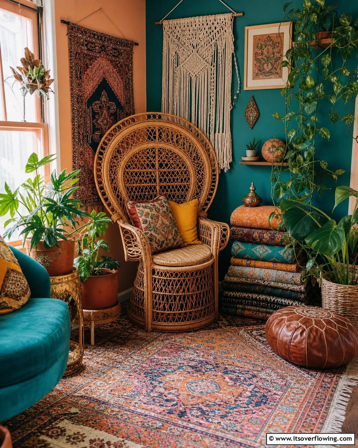 Bohemian Eclectic Vibe - 21 Corner Decoration Ideas to Utilize Empty Spaces
