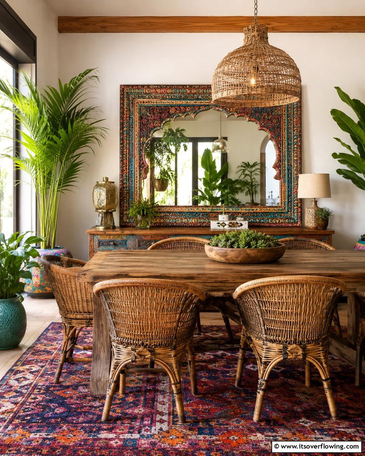 Bohemian Flair - 30 Stunning Dining Room Mirror Ideas for Elegance