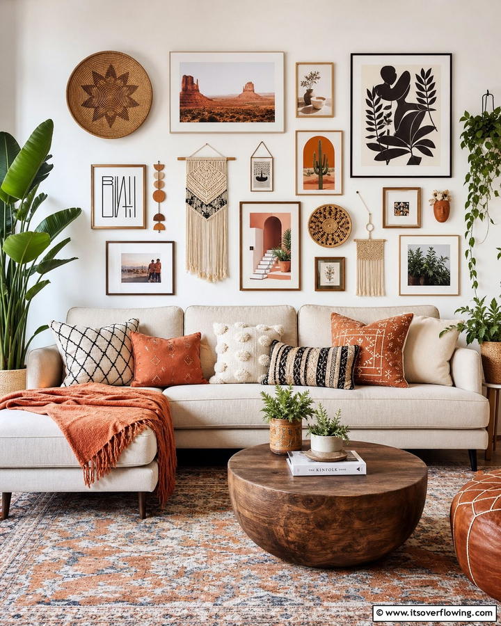 Bohemian Gallery Wall - 25 Bohemian Interior Design Ideas for a Chic Home