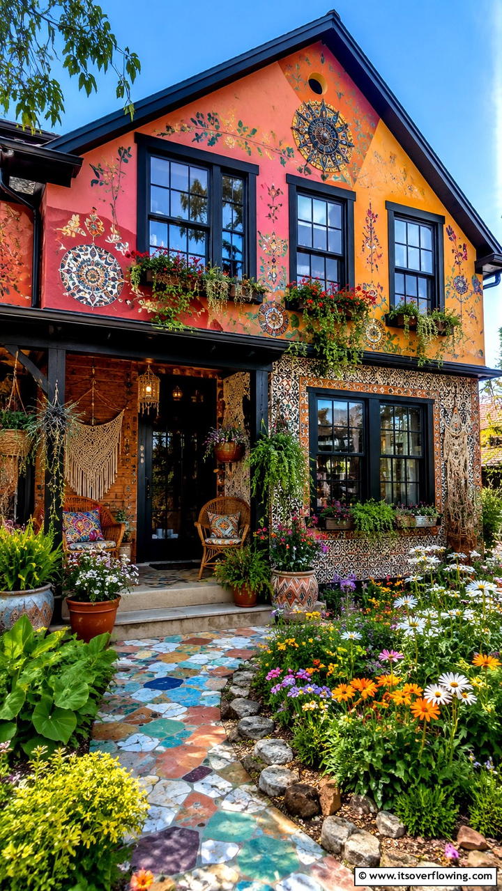 Bohemian House with Black Window Flair - 30 Modern House Designs With Black Windows Inspiration