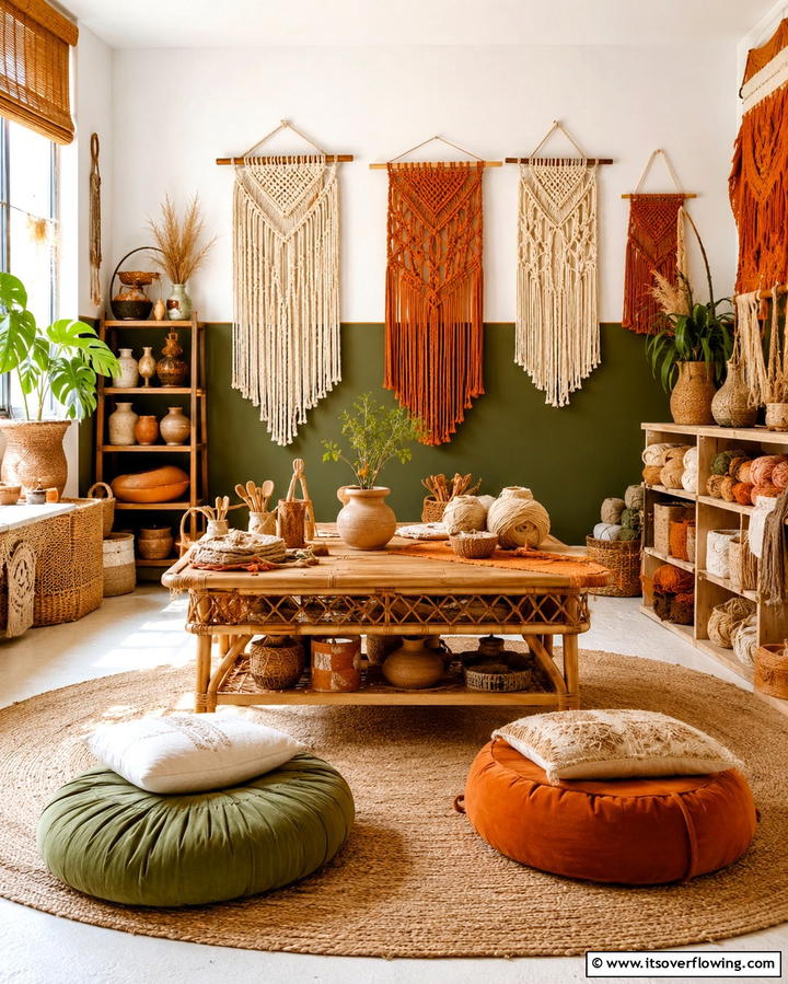 Bohemian Inspired Craft Studio - 30 Organized Craft Room Ideas for Creative Spaces at Home