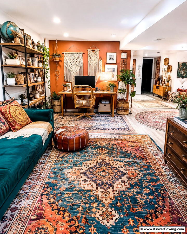 Bohemian Inspired Creative Office - 30 Basement Office Ideas for Productive Below-Ground Workspaces