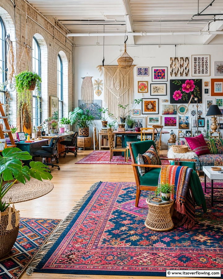 Bohemian Loft Office - 20 Loft Office Ideas for a Productive Workspace