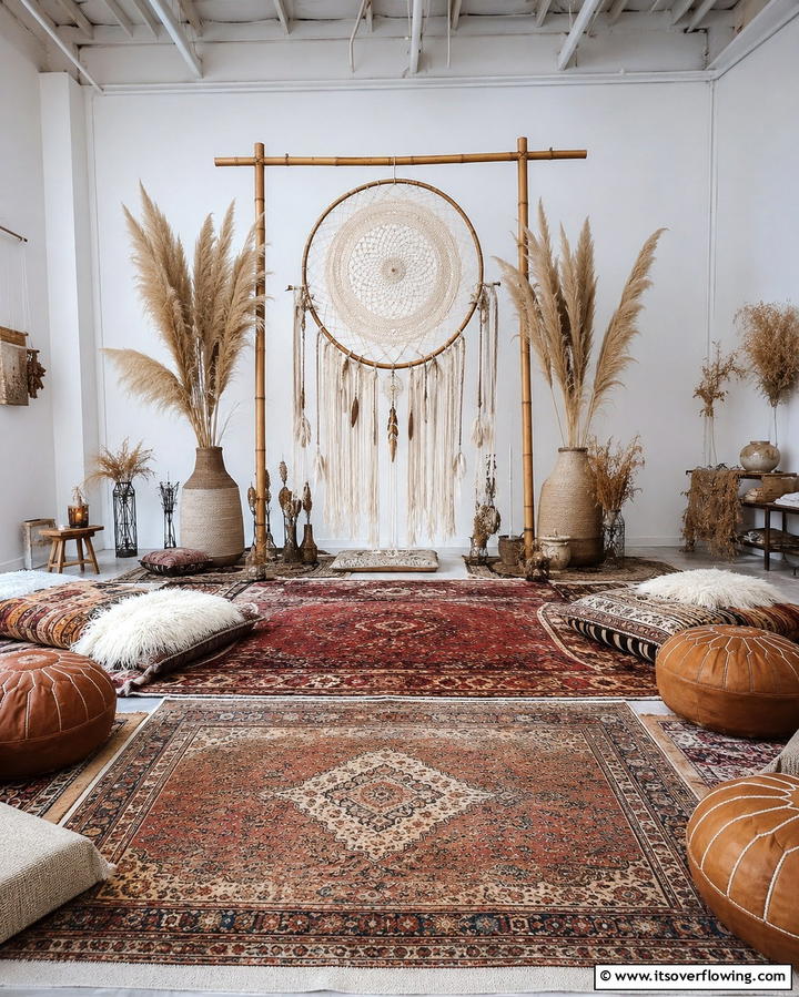 Bohemian Macrame Dreamcatcher - 30 Stunning Wedding Altar Design Inspirations