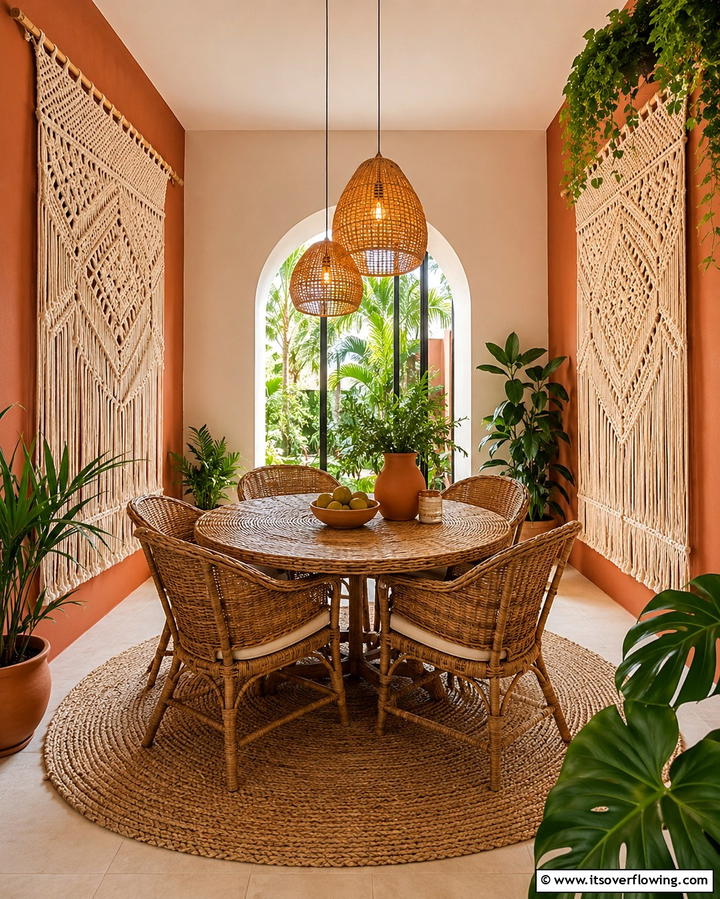 Bohemian Macrame Panels - 25 Dining Room Wall Paneling Ideas for Elegance