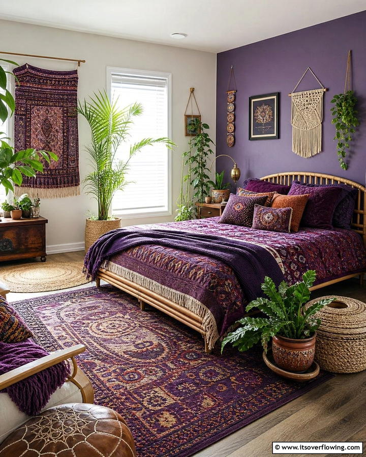 Bohemian Purple Bedroom - 17 Purple Bedroom Ideas for Dreamy and Creative Spaces