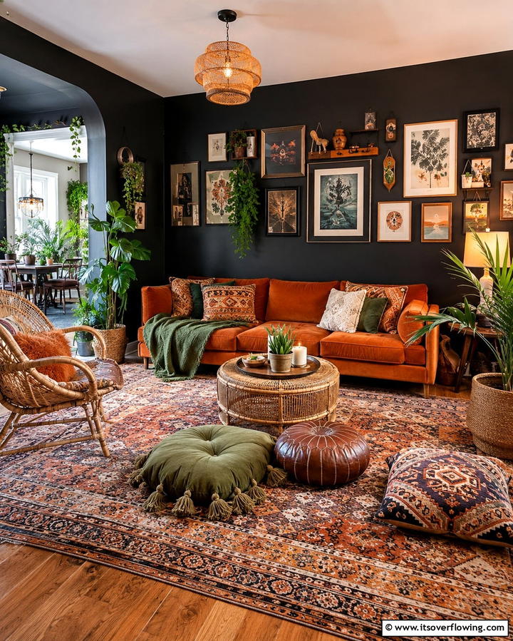 Bohemian Rhapsody - 30 Striking Contrasting Living Rooms Featuring Dark Grey Walls