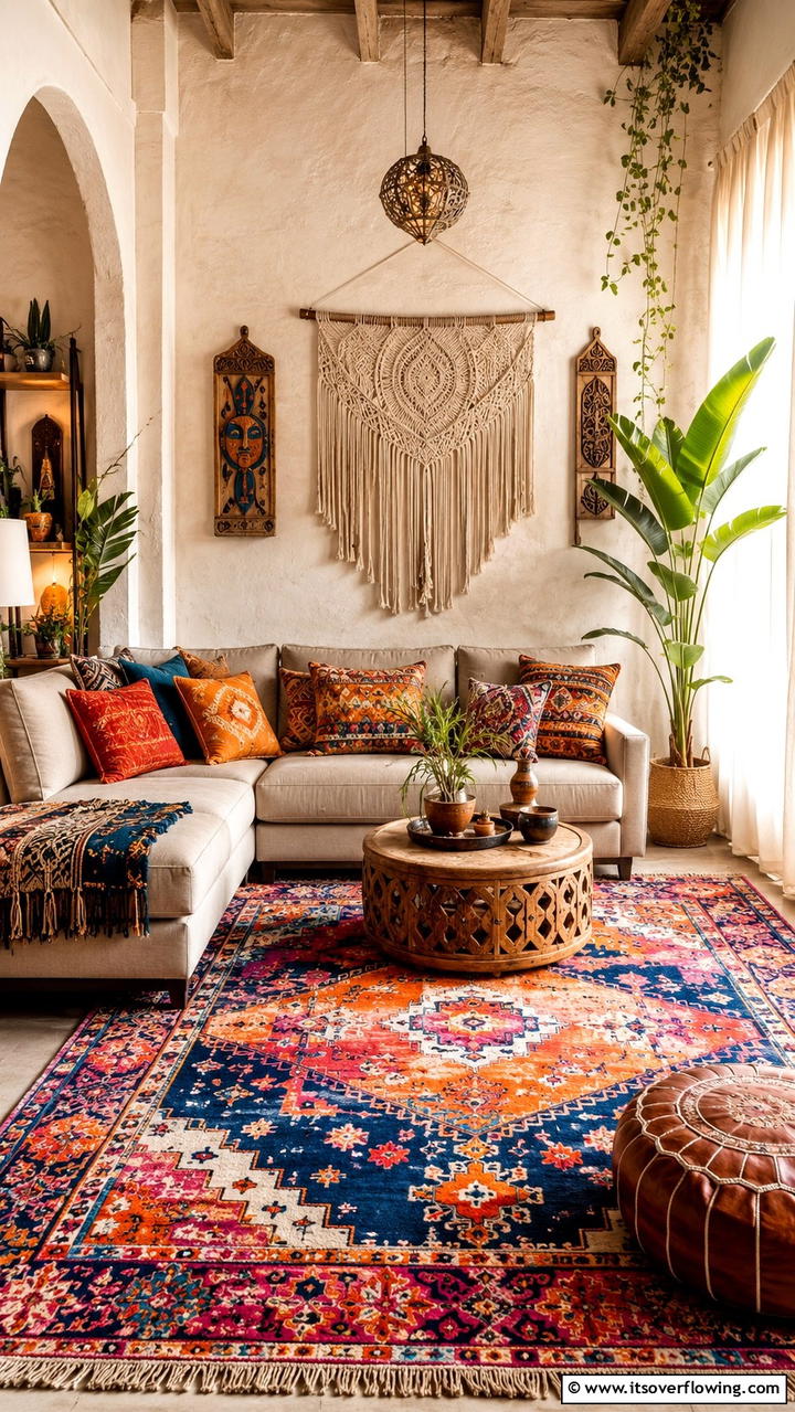 Bohemian Style Fusion - 30 Beige Couch Living Room Ideas for Neutral Elegance