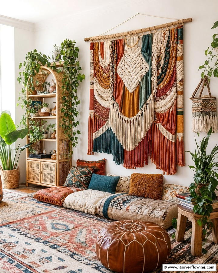 Bohemian Textile Wall Hangings - 21 Innovative Blank Wall Ideas to Maximize Your Space