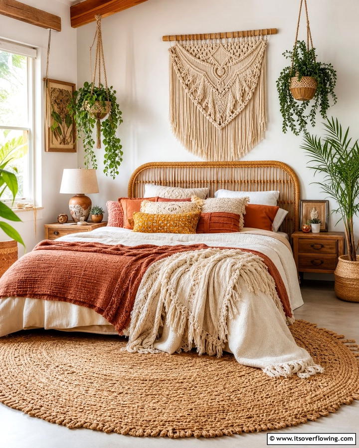 Bohemian Touch with Textured Decor - 25 Bedroom Ideas for Women to Reflect Personal Style