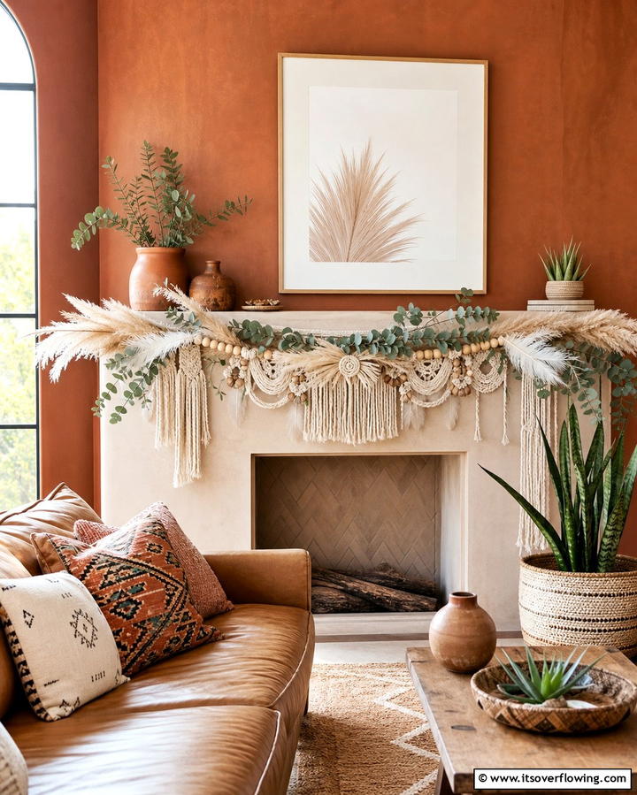 Bohemian Vibes - 25 Mantel Garland Ideas for a Festive Home Decor