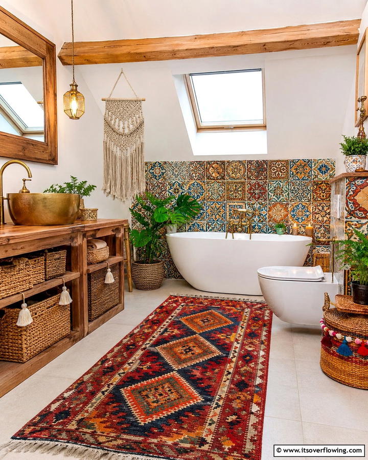Bohemian Vibes - 30 Attic Bathroom Ideas for Space-Saving Luxury