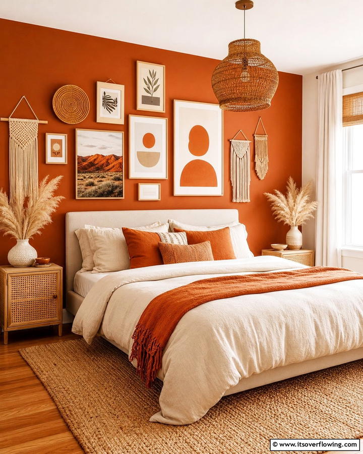 Boho Burnt Orange Wall Art - 20 Boho Burnt Orange Bedroom Ideas for a Warm Ambiance