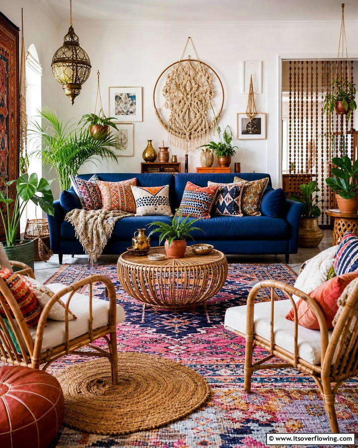 Boho Chic Blue Couch Living Room - 25 Blue Couch Living Room Ideas for a Stylish Space