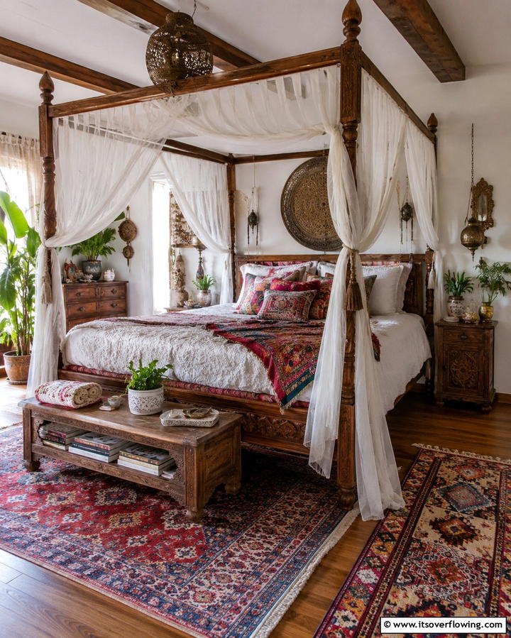 Boho Chic Canopy Beds - 30 Eclectic Bohemian Maximalist Decor Ideas for Vibrant Homes