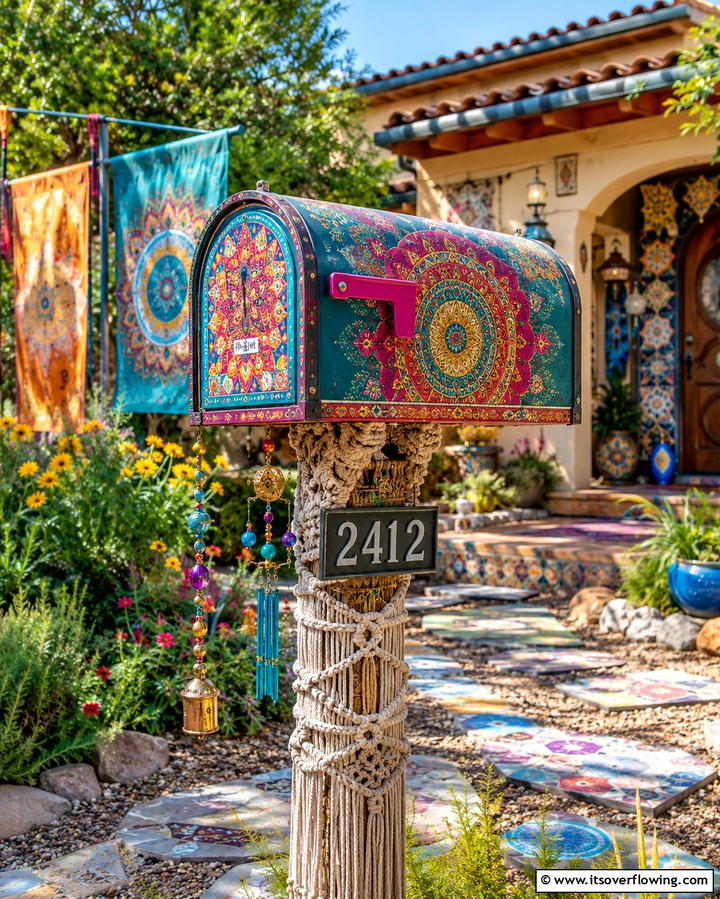 Boho Chic Mailbox Makeover - 30 Mailbox Decor Ideas- Curb Appeal with Personality