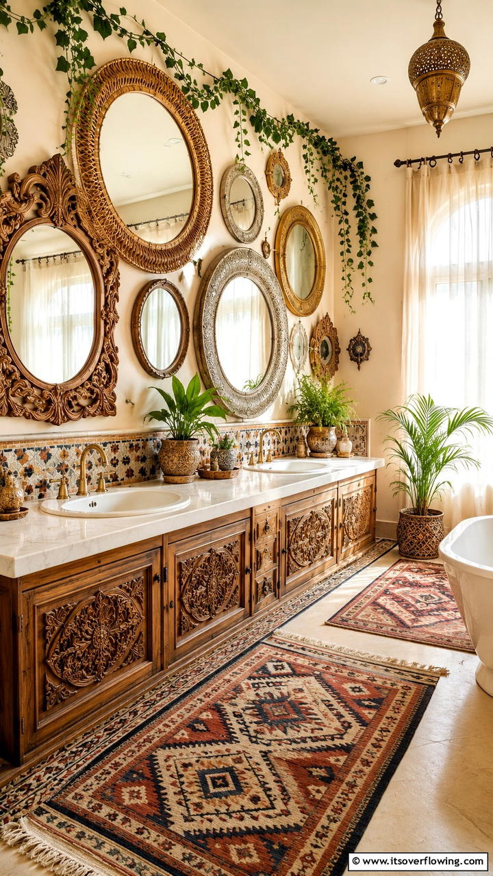 Boho Chic Mirrors - 30 Boho Bathroom Ideas for Relaxed, Global-Inspired Style
