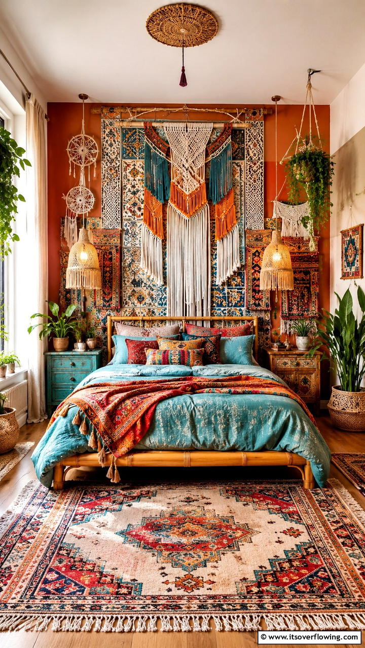 Boho Chic Patterns - 30 Bedroom Accent Wall Ideas to Transform Your Space