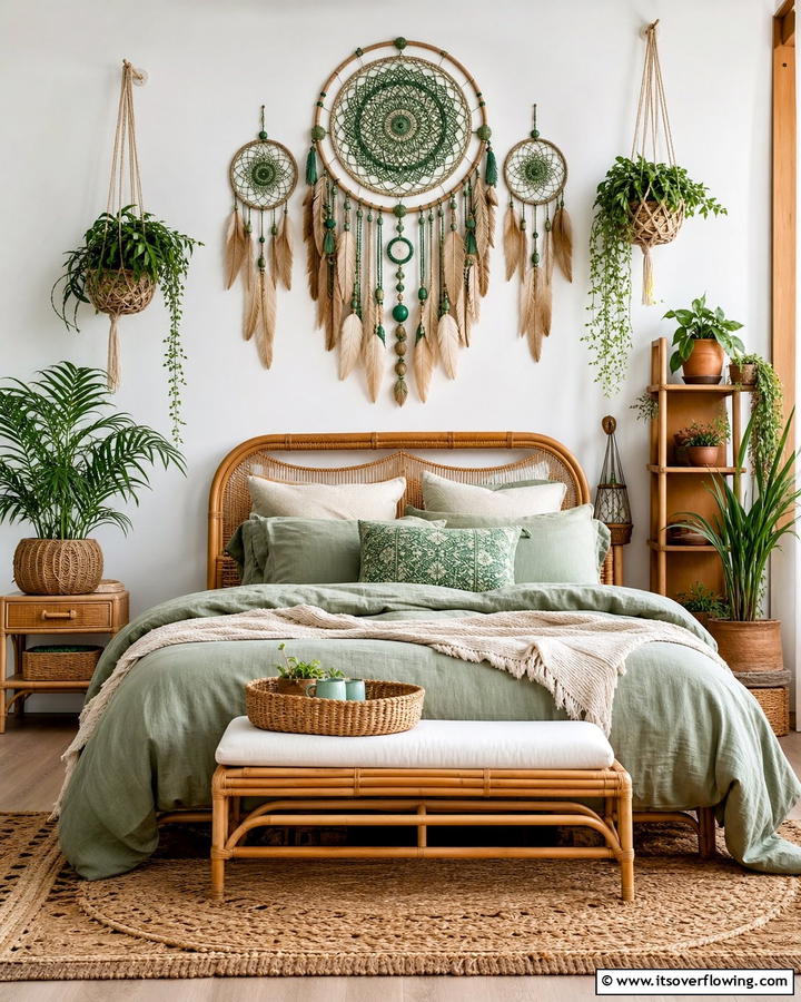 Boho Dreamcatcher - 20 Green Boho Bedroom Ideas for a Relaxing Retreat