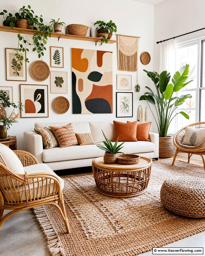 Boho Inspired Artwork for Personality - 20 Neutral Boho Living Room Ideas for a Relaxing Vibe
