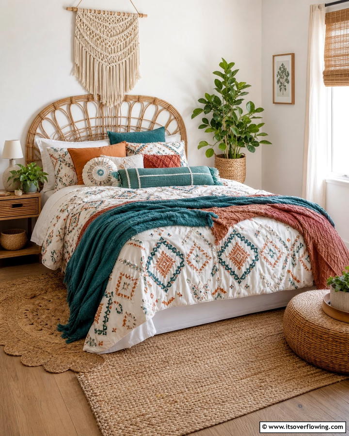 Boho Inspired Bedding - 20 Girls Boho Bedroom Ideas for a Chic and Relaxing Space