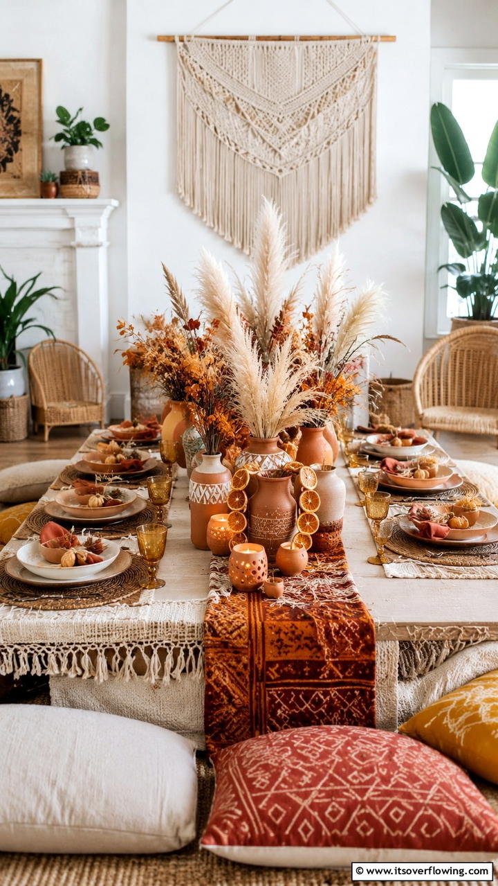 Boho Inspired Fall Centerpiece - 21 Stunning Thanksgiving Centerpiece Ideas for Your Table