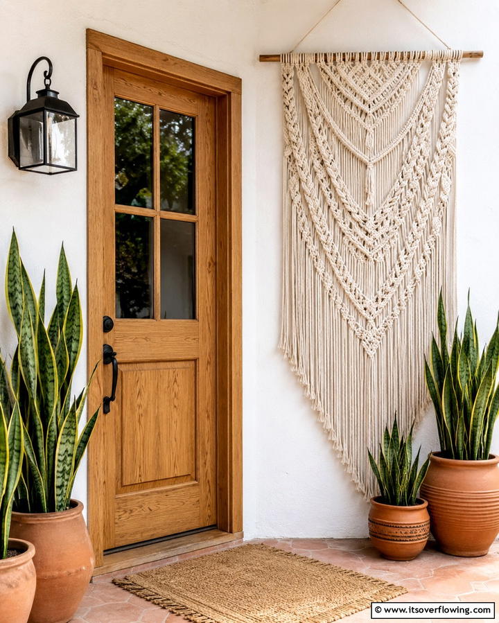 Boho Macrame Hangings - 25 Summer Front Door Decor Ideas to Welcome the Season