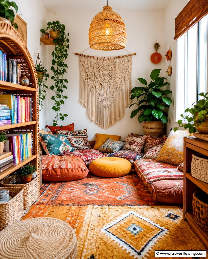 Boho Reading Haven - 30 Kids Reading Nook Ideas- Cozy Spaces for Young Readers