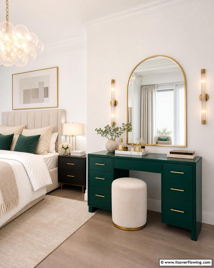 Bold Accent Color - 20 Dressing Table Ideas for a Chic and Functional Space