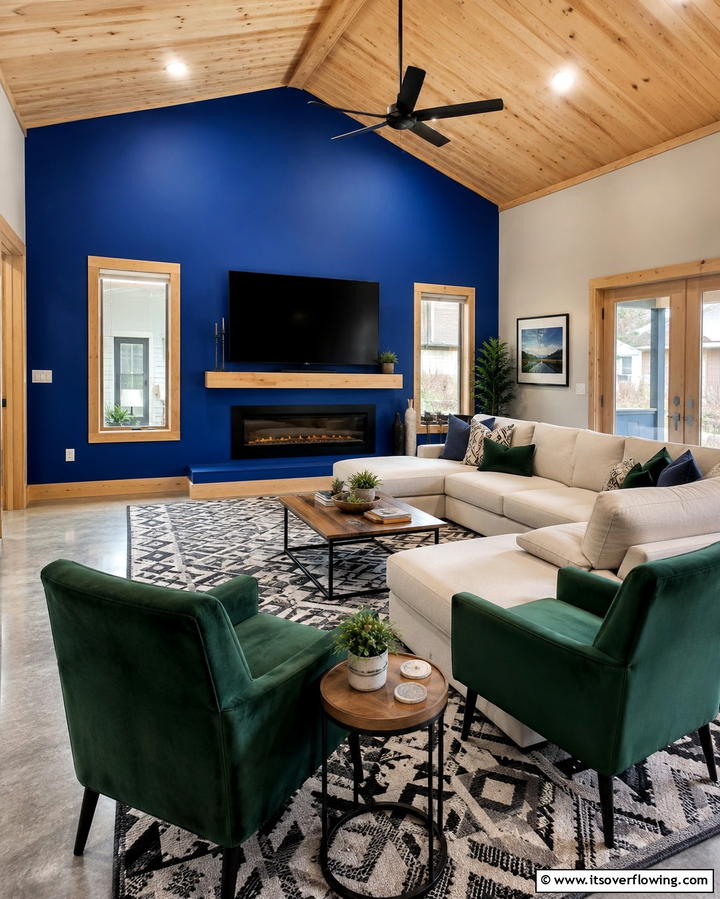 Bold Accent Colors - 30 Barndominium Interior Ideas for Spacious Living Designs