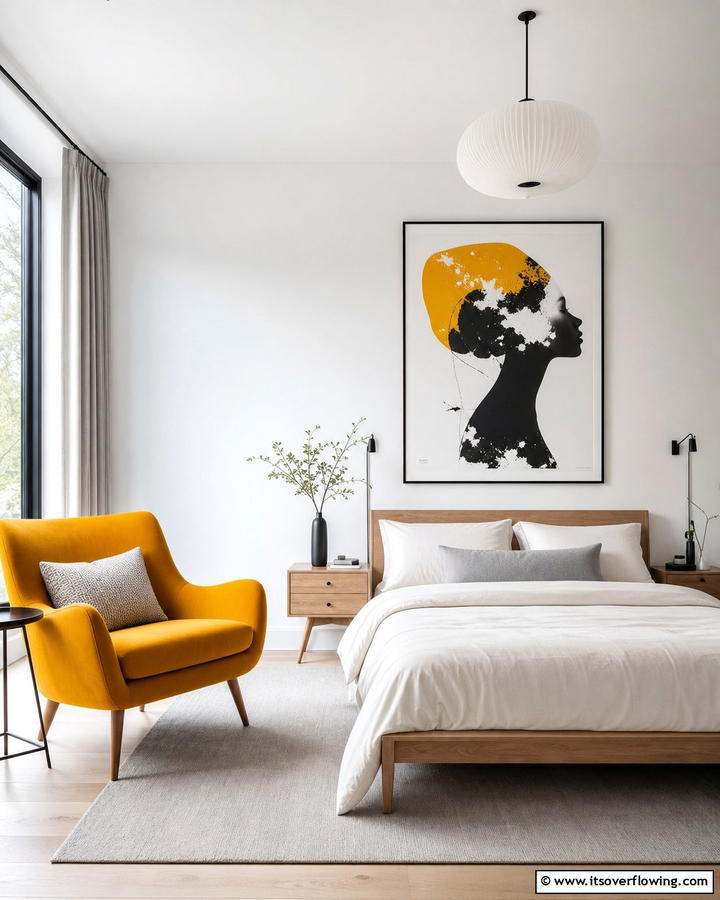 Bold Accent Elements - 21 Scandinavian Bedroom Designs for Minimalist Comfort