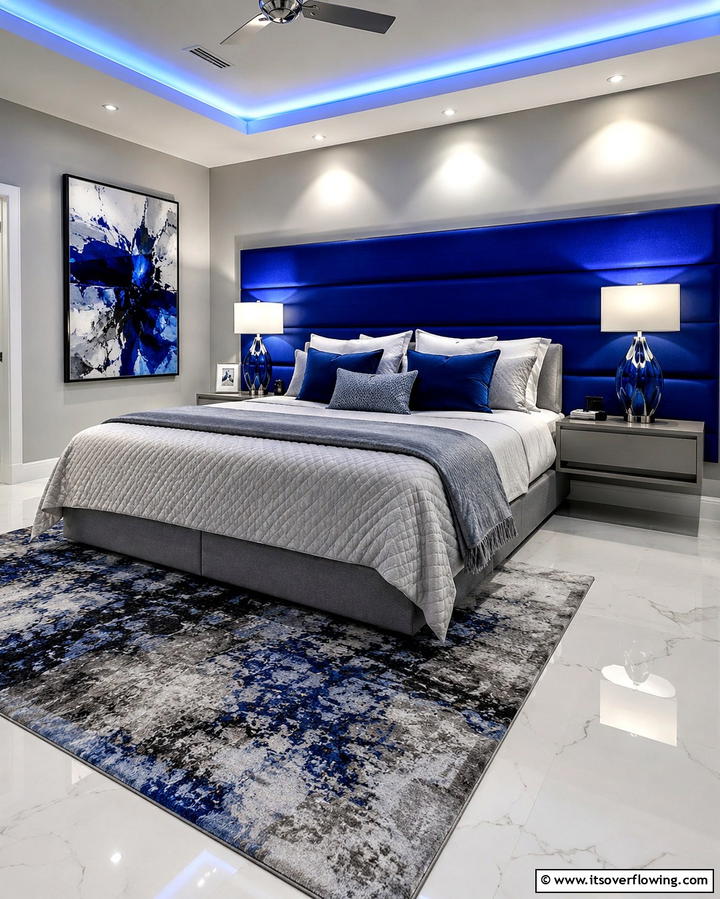 Bold Accent Innovation - 30 Calming Blue and Grey Bedroom Ideas for Relaxing Retreats