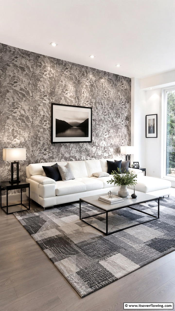 Bold Accent Wall Transformation - 30 Grey and White House Interior Ideas- Minimalist Elegance