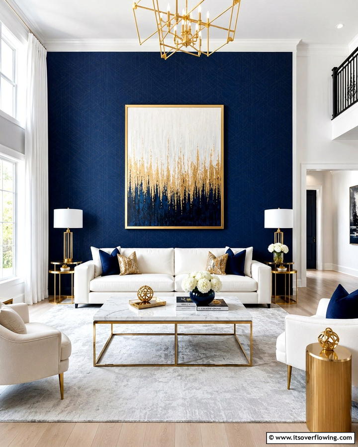 Bold Accent Walls - 30 Glam Living Room Ideas for Luxurious Comfort