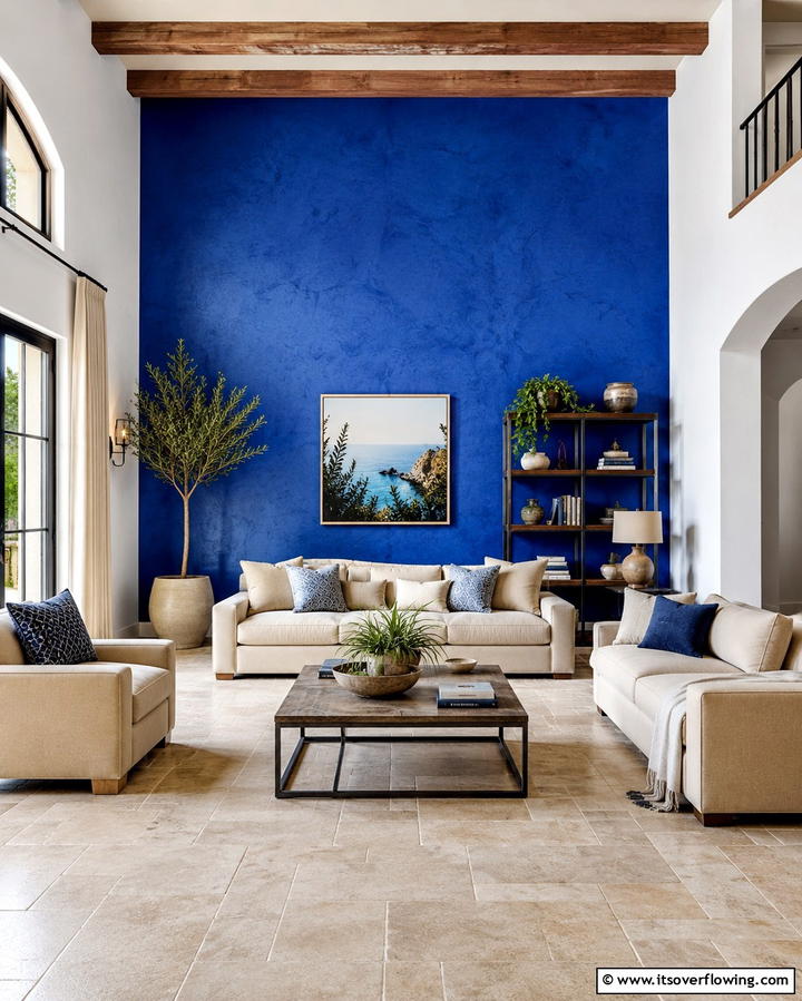 Bold Accent Walls - 30 Mediterranean Living Room Ideas- Warm & Inviting Spaces