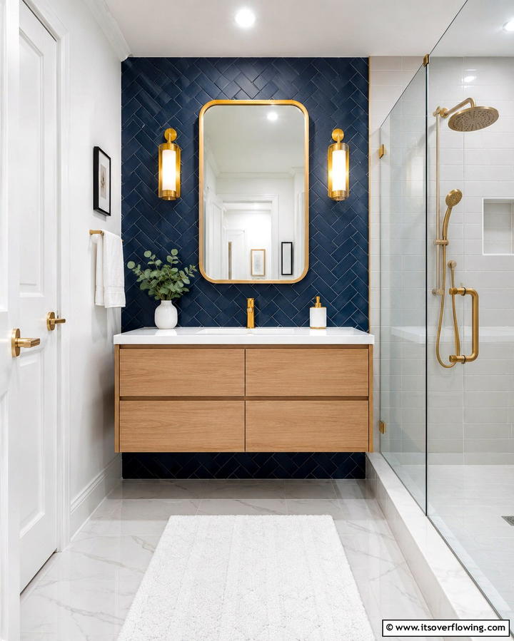 Bold Accent Walls - 30 Small Master Bathroom Ideas for Efficient Luxury