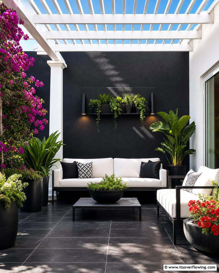 Bold Accent Walls - 25 Black and White Patio Ideas for a Timeless Look