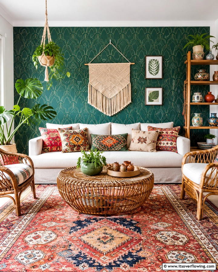 Bold Accent Walls - 25 Colorful Boho Living Room Ideas for a Vibrant Space