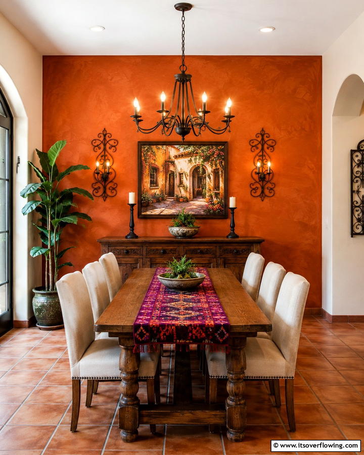 Bold Accent Walls - 20 Spanish Style Dining Room Ideas for a Chic Look