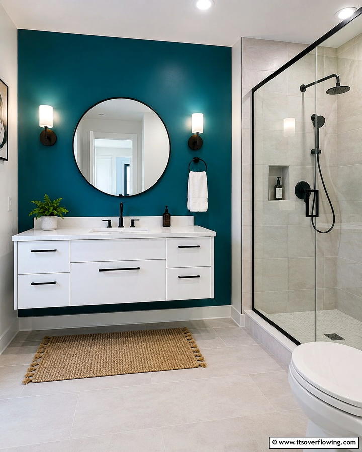 Bold Accent WallsExact - 30 Bold Colorful Bathroom Designs to Energize Your Morning Routine
