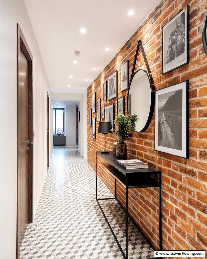 Bold Accent in the Hallway - 25 Brick Accent Wall Ideas for a Stylish Home Feature