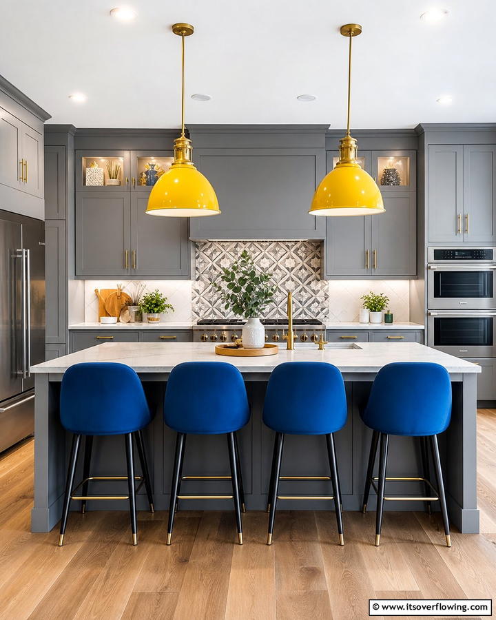 Bold Accented Gray Spaces - 21 Gray Kitchens- Timeless Designs for Modern Homes