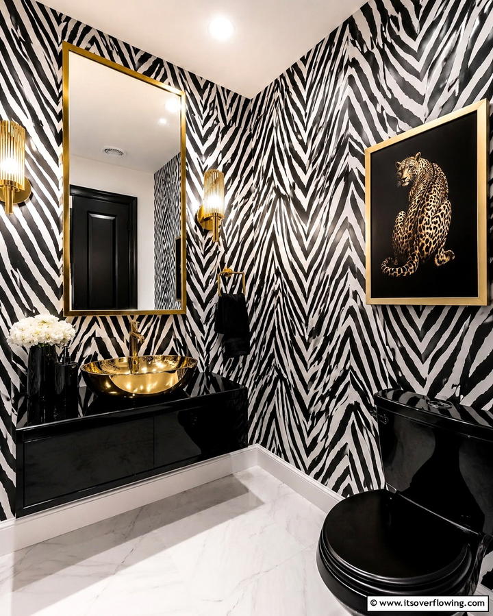 Bold Animal Prints - 25 Powder Room Wallpaper Ideas to Elevate Your Space