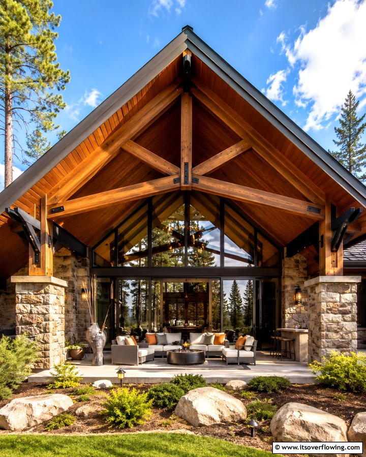 Bold Architectural Features - 30 Barndominium Front Porch Ideas for Rustic Charm